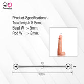 Close-up of urethral expansion tool showing 5mm bead width and 2mm rod specifications